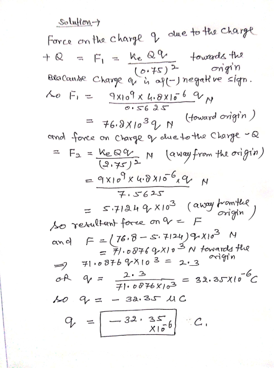 Force on the charge ·dueto the Charge /V toward ovigtn) 2.2 32 3S 6C