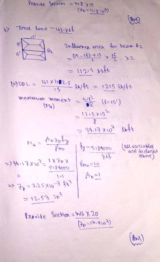 in?) IS) Inlienee area tort bearm 9r 32. 15 M) 1215 X151 are declared 12.53 ip ovide Secbion Wb X20 (12n3)