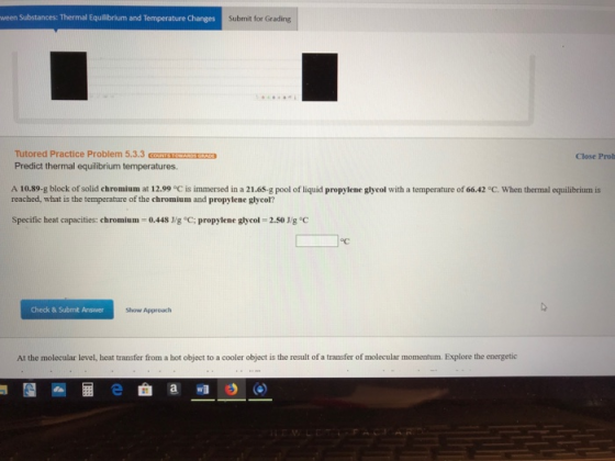 ween Substances: Thermal Equilibrium and Temperature Changes Submit for Grading Tutored Practice Problem 5.3.3 cSOAR A Predic