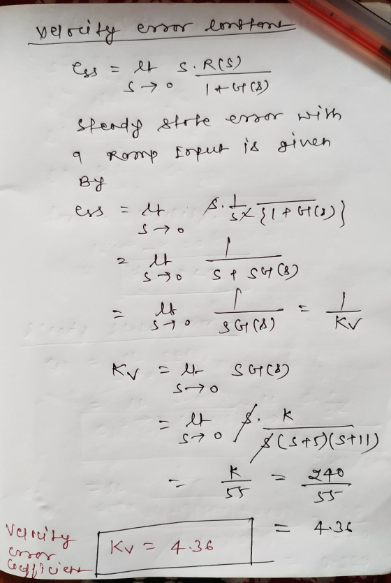 velocity essor longtone S.R(S) Css = et s → 16 (8) steady stole essor with Romp Esput is given 9 By sit - et s to 2 et sto st