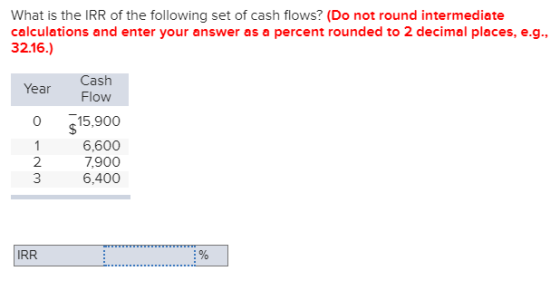 What is the IRR of the following set of cash flows? (Do not round intermediate calculations and enter your answer as a percen