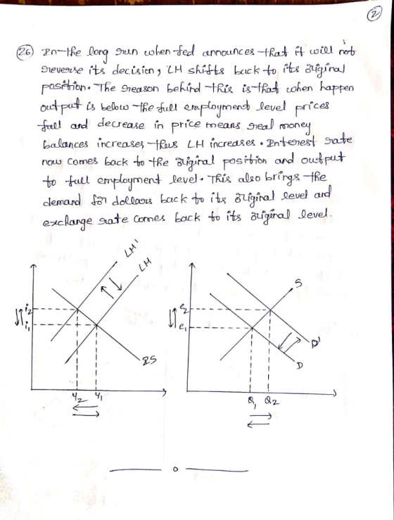 severe its decisien, LH s싸t8 bec kto tobe agirex/ ime Fell ad deease n Price means sreal monej balances increases -fRus LH fncreaes Zntenest saie nouw Comes ack vo tRe B to tull emlymen tevel. TRis also brg* -the exclange sate Comes ack to its airal Devel 25 卫 囧2- 0