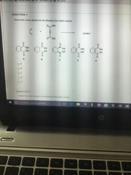 Choose the correct product for the following Diels