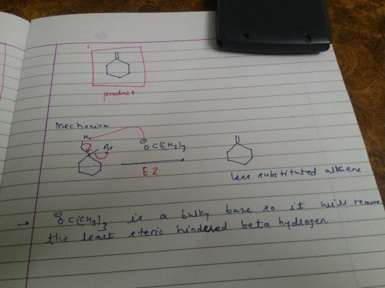 product mechanism 2 Br o c(CH₂) E2 leal s substituted alkene C(CH₂), the least is a bulky base so it will remove eteric hinde