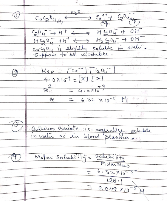 Cala ye - last O cü He i H₂Oų t OH HGOī tht t Hy sou toh calyou is slightly soluble in walu. Suppose to be insoluble. kse = [