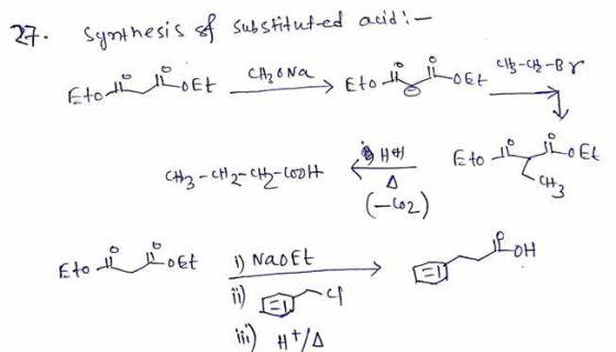 27. Synthesis of substituted acid:- Etorth Koet Cho Na Eto the host C3-CH-B CH2=CH2=CH2-600H H1 Eto those (-662) a Eto t roet