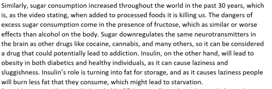 Similarly, sugar consumption increased throughout the world in the past 30 years, which is, as the video stating, when added