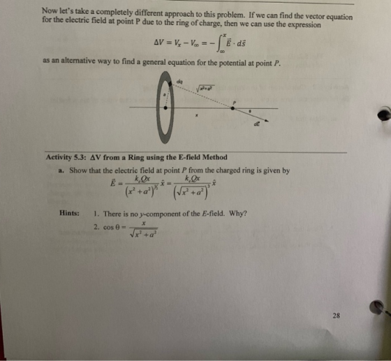 Now lets take a completely different approach to this problem. If we can find the vector equation for the electric field at
