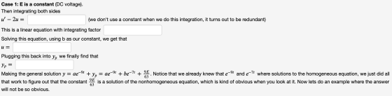Case 1: E is a constant (DC voltage). Then integrating both sides u – 2u = (we dont use a constant when we do this integrat
