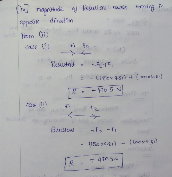 [iv] magnitude of Result and when moving in opposite from (ii) direction obwi bre rot Jota o Саме (1) fl F2 12 Resultant this
