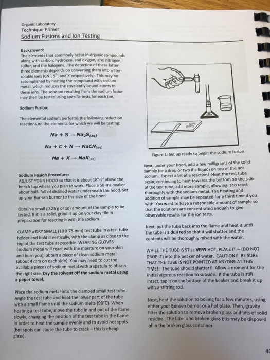 Organic Laboratory Technique Primer Sodium Fusions and lon Testing Background: The elements that commonly occur in organic co