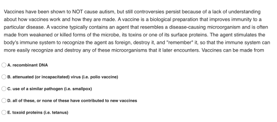 Vaccines have been shown to NOT cause autism, but still controversies persist because of a lack of understanding about how va