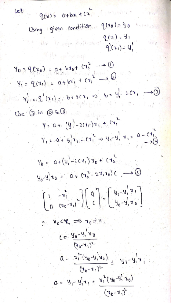 let q6x)= at batch Using given condition 9680)=40 967.) 4, 9.6x1) = 4, = at bilgt cao atbx; + C7, 2 Yo = 9Exo) Oude Y = 9(2)