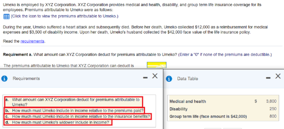 Umeko is employed by XYZ Corporation. XYZ Corporation provides medical and health, disability, and group term life insurance
