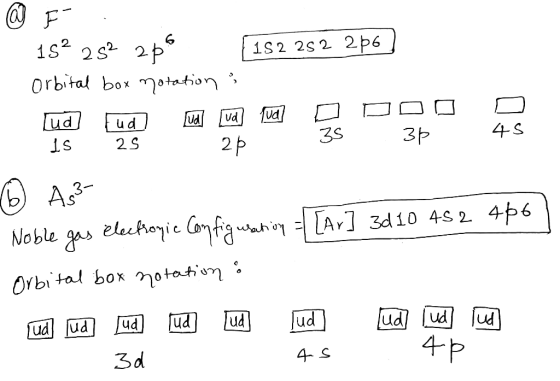 IS2 25 2 2 @ F . 152 252 266 152 252 256] orbital box notation : udud @@@ ロ ロロロロ 26 1. 25 35 36 45 © As3- Noble gas electroni
