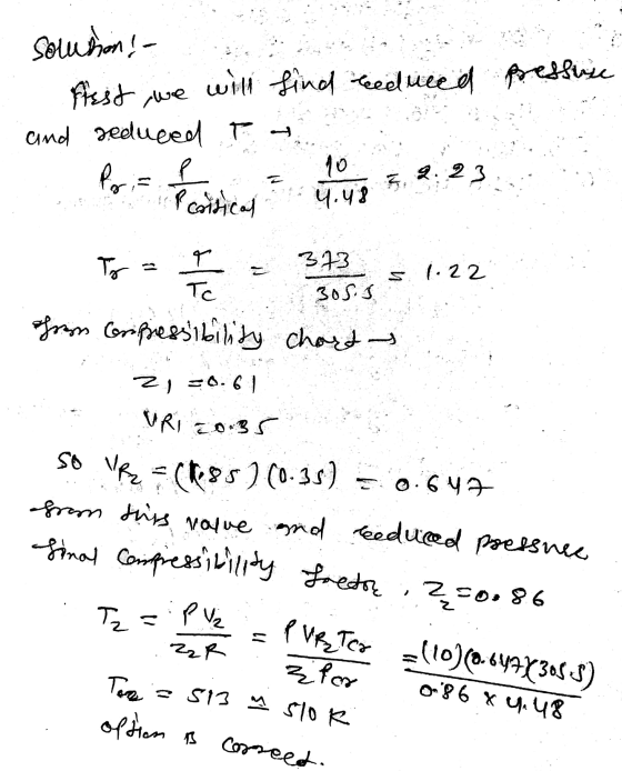 solumonta fest we will find reduced and reduced to pressure P cotiticat 4.48 5 Pie 373 s. 1.22 from Compressibility chart 21