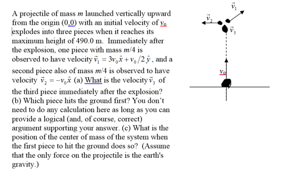 A projectile of mass m launched vertically upward
