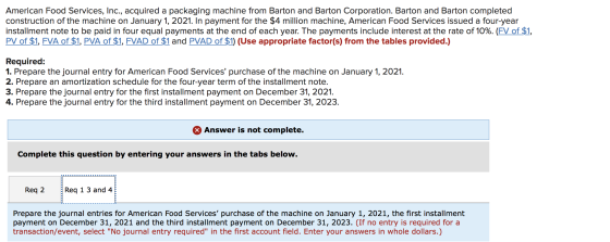 American Food Services, Inc., acquired a packaging machine from Barton and Barton Corporation. Barton and Barton completed co