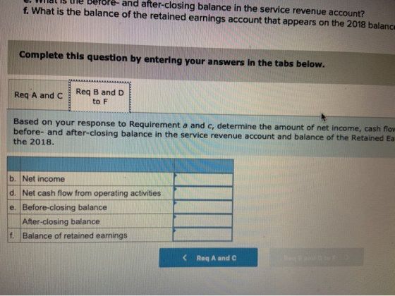 C HIQUID We verore- and after-closing balance in the service revenue account? f. What is the balance of the retained earnings