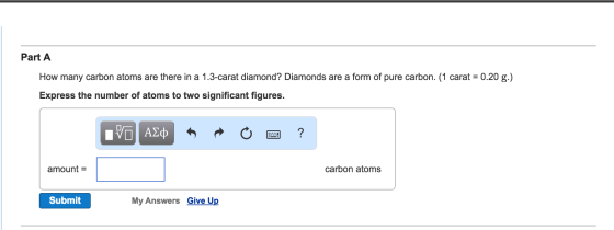 How many carbon atoms are there in a 1.3-carat dia