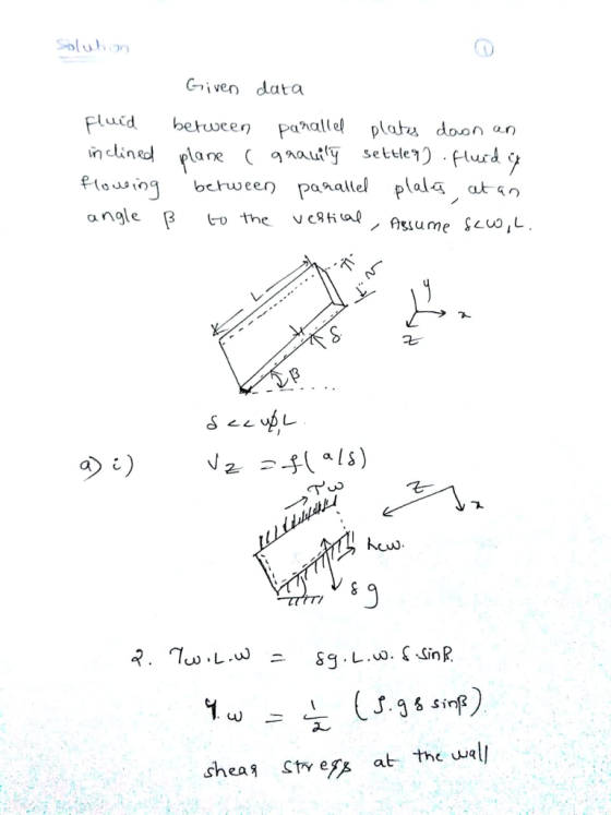 Civen data Flued bekween paae pla aaplatu doon an angle a V2 t the uwe