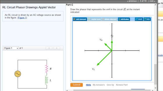RL Circuit Phasor Drawings Applet Vector An RL ci