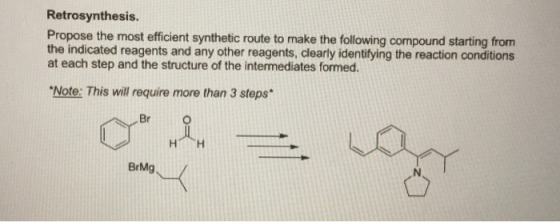 Retrosynthesis. Propose the most efficient synthetic route to make the following compound starting from the indicated reagent