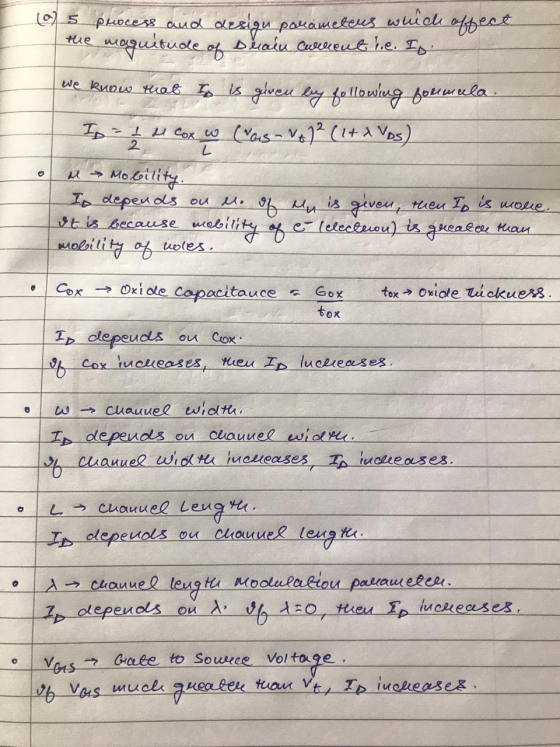 (0) 5 thie росек олио Хелзи рокішеkеux which elect magnitude of Drain Current i.e. Io. We know that to is given by following