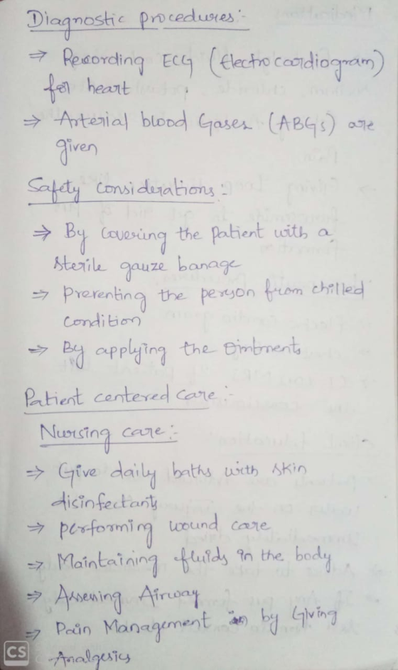 Diagnostic procedures. W Recording ECG (Electroccordiogram) for heart to Arterial blood Gases (ABGs) are giren Safety conside