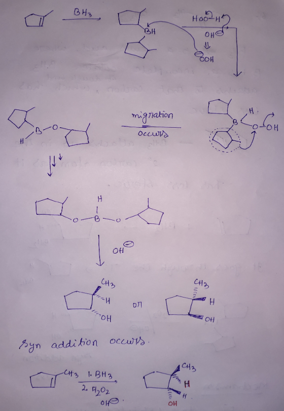 Энэ Носень онд OOOH migration occurs ОО CHB СА» ЗА Н ол он OH Syn addition occurs. АС» 1. ВНЗ 02 оне.