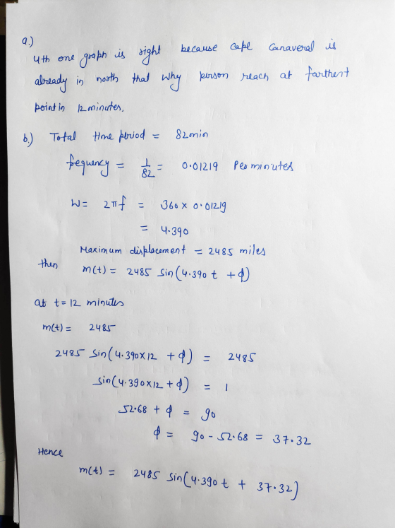 a.) 4th one because cake Canaveral is graph is right already in north that why person reach at farthert point in 2 minutes, b