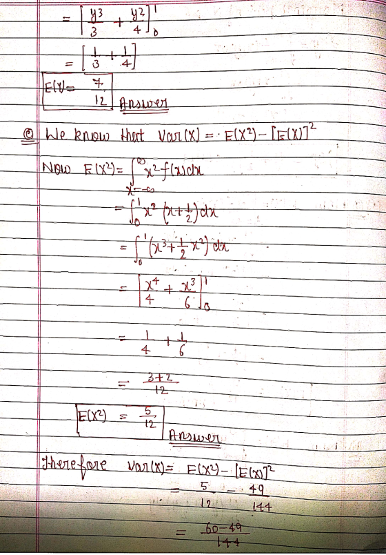 =15+] - IL! An2up] © We know thert Vai(x) = : E(X2) - LED NOW E(XY)= (v2fluid - fix for yox , 4 . . = 32 I TEX & Answer Answe