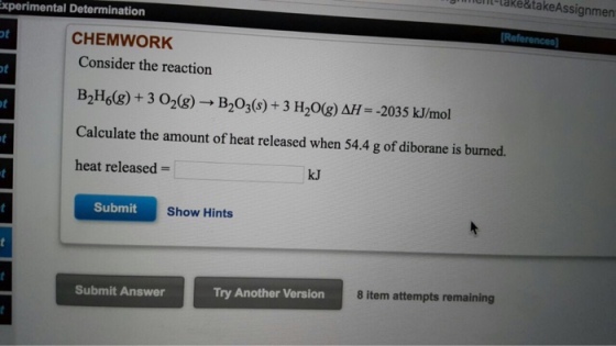 Consider the reaction B_2H_6(g) + 3 O_2(g) righta
