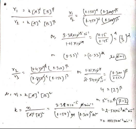 Yiak [B]? m (0.1 so ga (0.307 75 r2 = k [A] [B]P O, 3.3891905 15 pois 1001x1004 ay (0.33) 7(0:33) d la than Y e teugoga (1.3