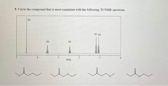 5. Circle the compound that is most consistent with the following H NMR spectrum. 3н зн PPM