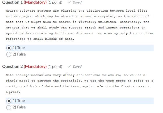 Question 1 (Mandatory) (1 point) Saved Modern software systems are blurring the distinction between local files and web pages