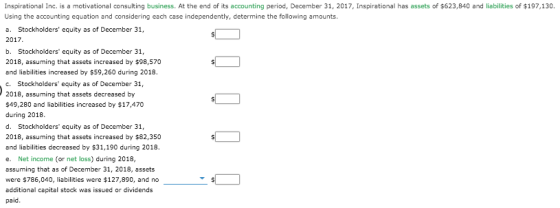 Inspirational Inc. is a motivational consulting business. At the end of its accounting period, December 31, 2017, Inspiration