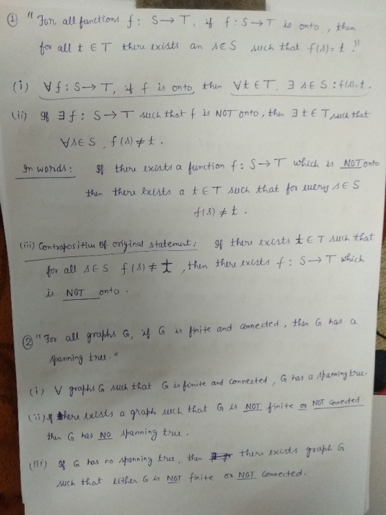 1 For all functions f: S T for all t ET there exists , if f: S an ses T is onto, then such that f(s)= t. (i) ufis T, is of i