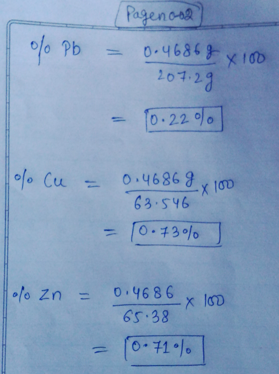 Pagenosa 0.46869 201.23 0.22 olo Cu 0.46869 -x l0 63.546 O.73 10 0.4686 ol0 Zn = x lo0 65.38 071.l0