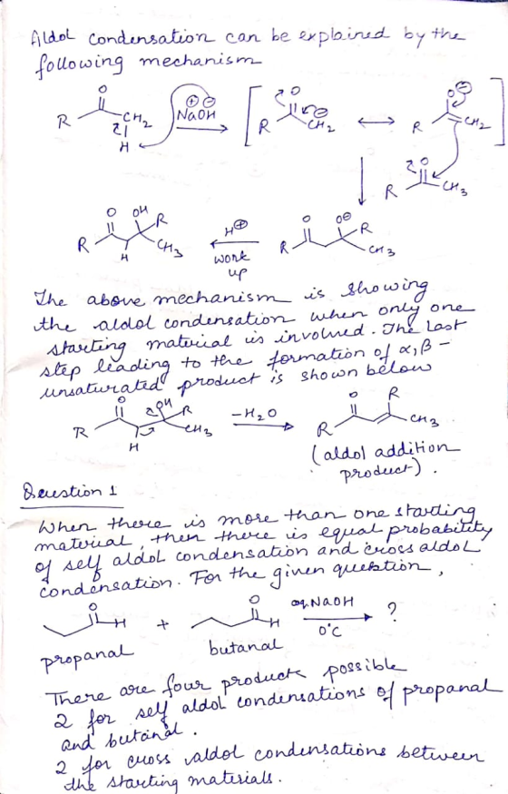 AldoL condensation can be explined by the following mechanism E le 31 o oh K 11 R Y CH₂ work RLAR 11 a H₂O an eng 013 up The