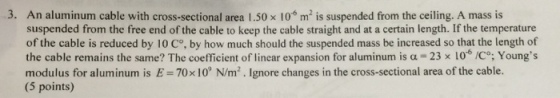 An aluminum cable with cross-sectional area 1.50 t