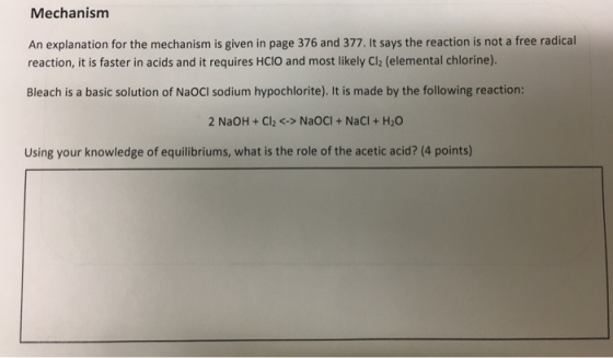 Mechanism An explanation for the mechanism is given in page 376 and 377. It says the reaction is not a free radical reaction,