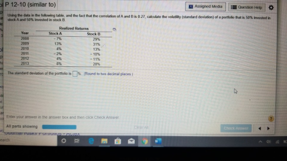 P 12-10 (similar to) Assigned Media Question Help Using the data in the following table, and the fact that the correlation of