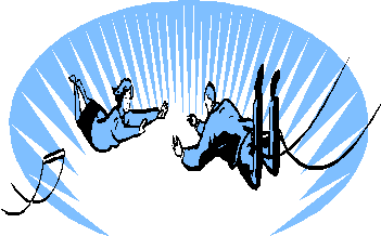 This graphic shows a scene from a trapeze act. Wri