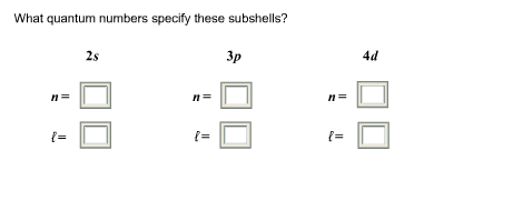 What quantum numbers specify these subshells? 3р