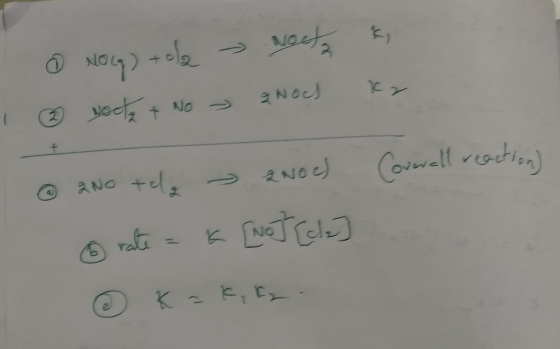 N0g)+ola - Noct ② wocta + NoaNoc & kr Coverall reaction) @ 200 tela 200 c) & rate = k [NO] [de] k=k, f .