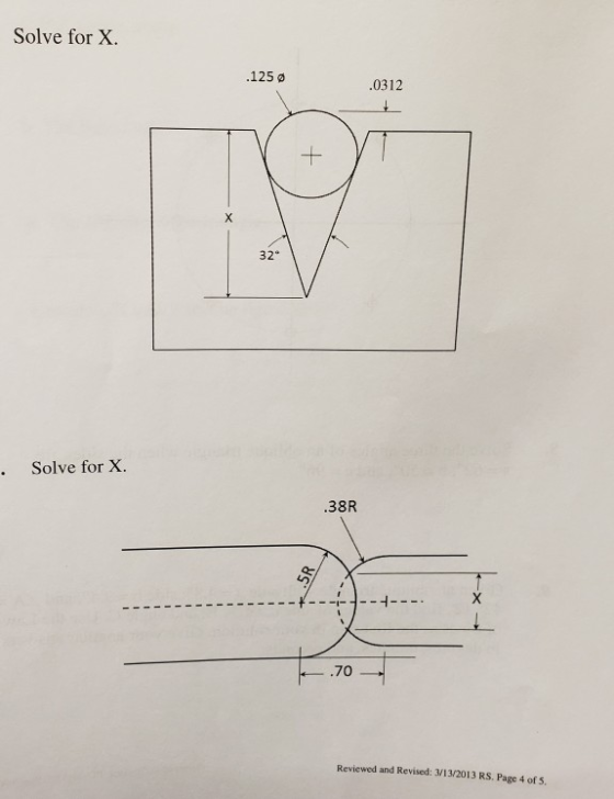 Solve for X. .125 .0312 · Solve for X. .38R Reviewed and Revised: 3/13/2013 RS. Page 4 of 5.