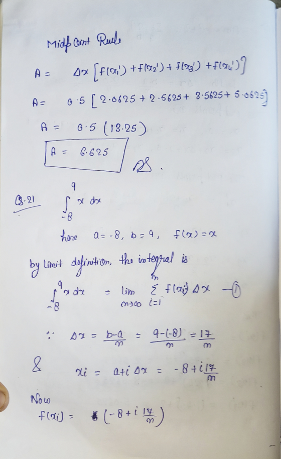 Midpaint Ruele As DX [F(X) +f102) + f183) + Flor] 0:5 [ 2.0625 +2.5625+ 3-5625+ 5.0629 As 0625 A= 0.5 (13.25) A 6.625 AS.