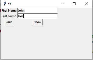 tk ] X First Name John Last Name Dog Quit Show
