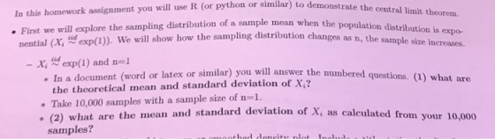 or similar to demonstrate the central limit theorem. sample mean when the population distribution is expo- pling distribution